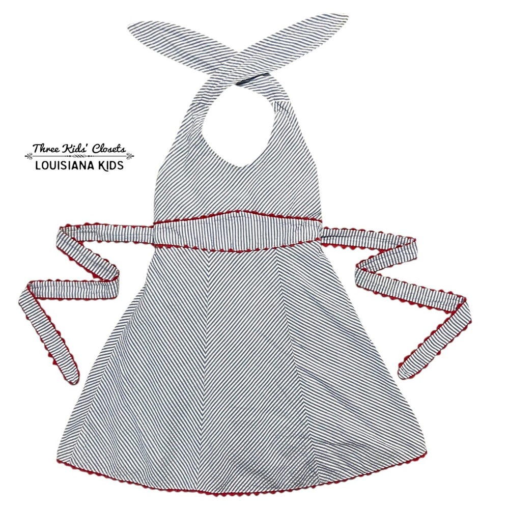 CachCach 5Y Blue Seersucker Halter Dress